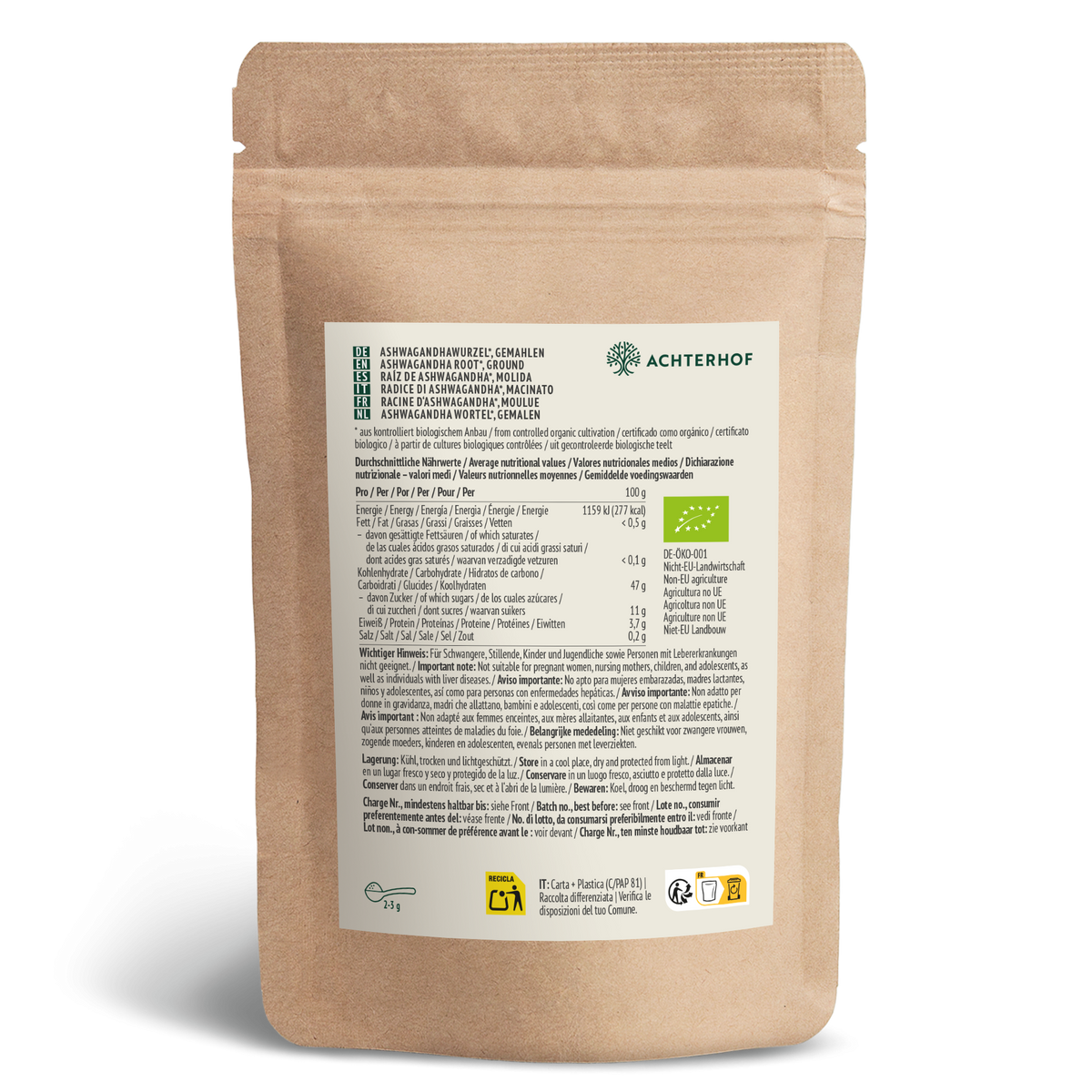 Ashwagandha Pulver Bio (250g)