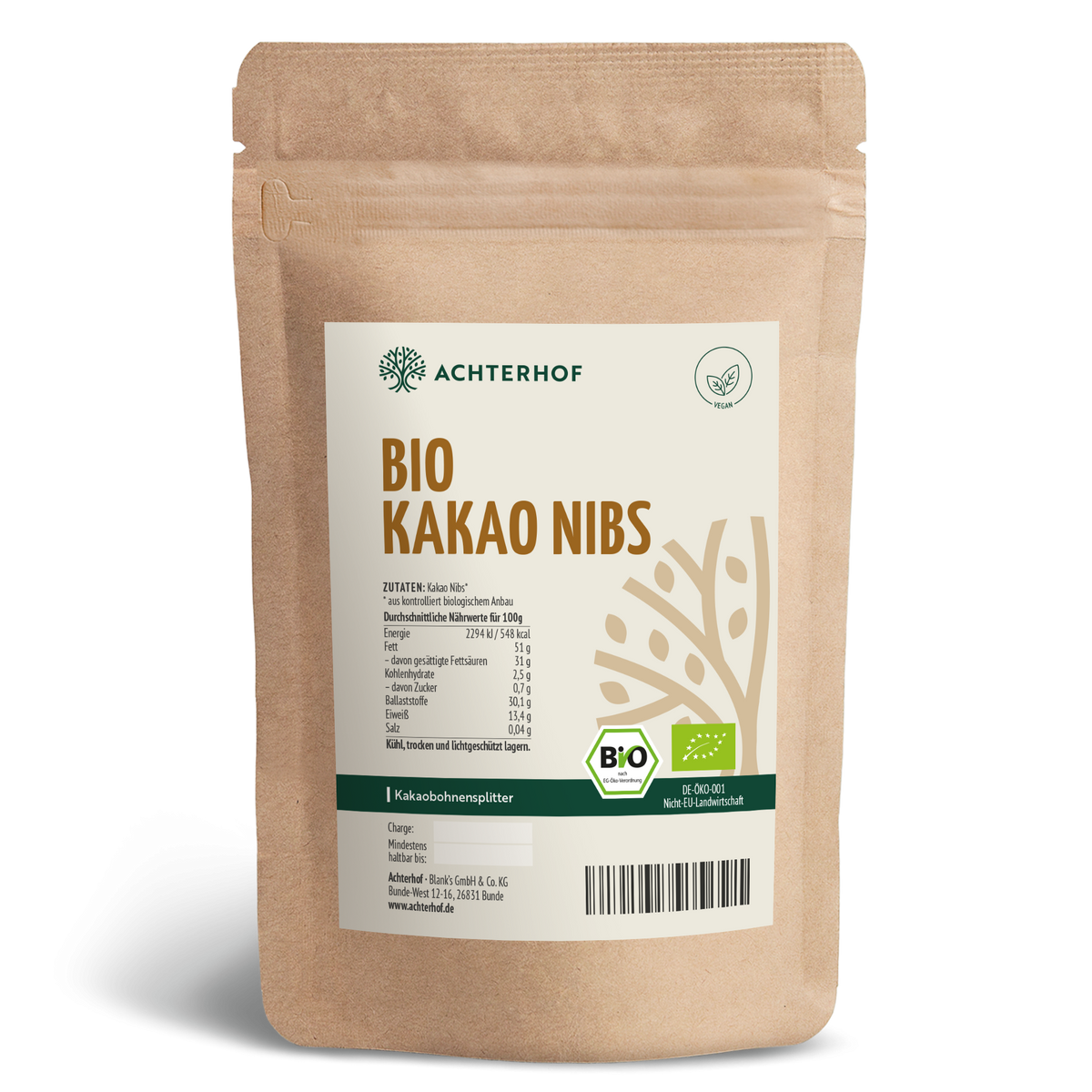 Bio Kakao Nibs roh & ungeröstet (200g)