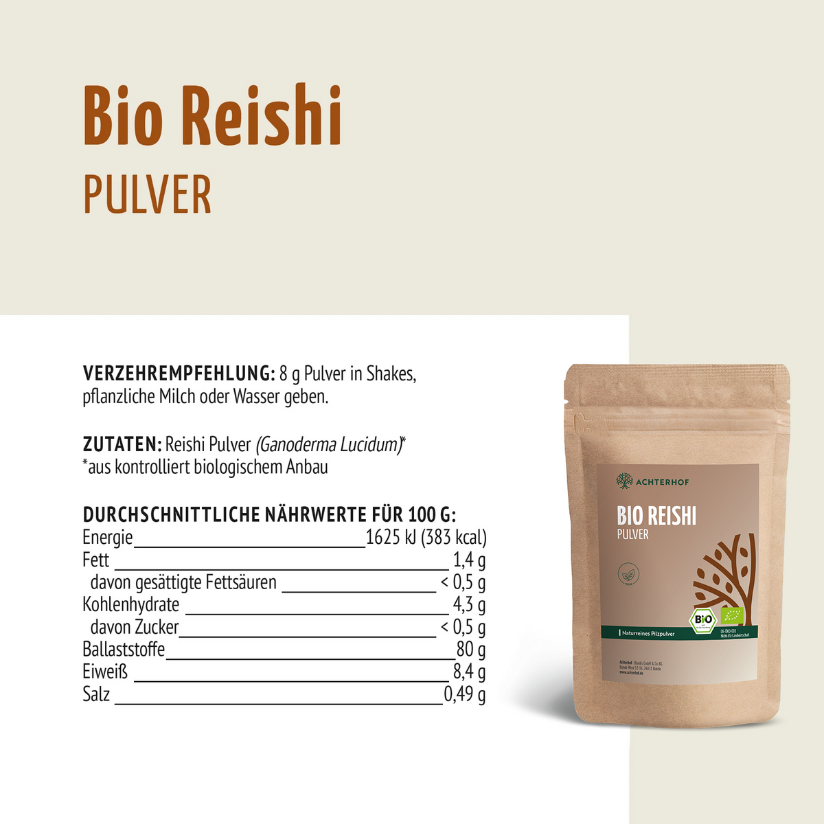 Bio Reishi Pilzpulver (250g)
