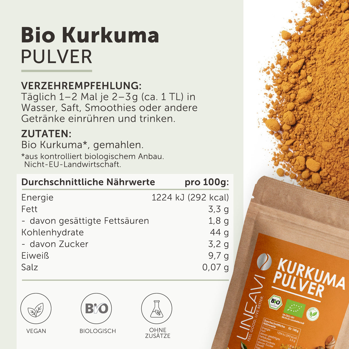 Bio Kurkumapulver (1000g)