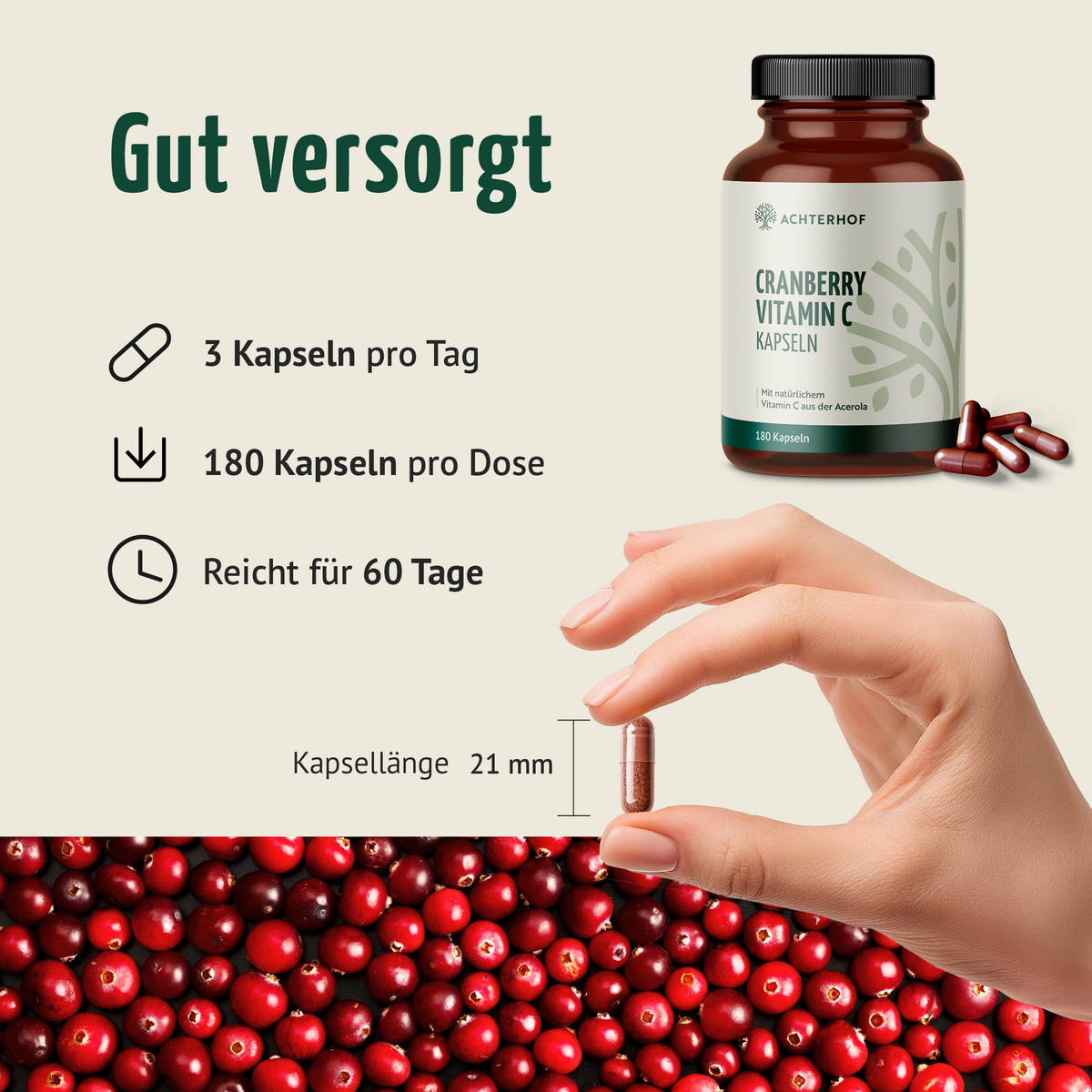Cranberry Vitamin C Kapseln (180 Kapseln)
