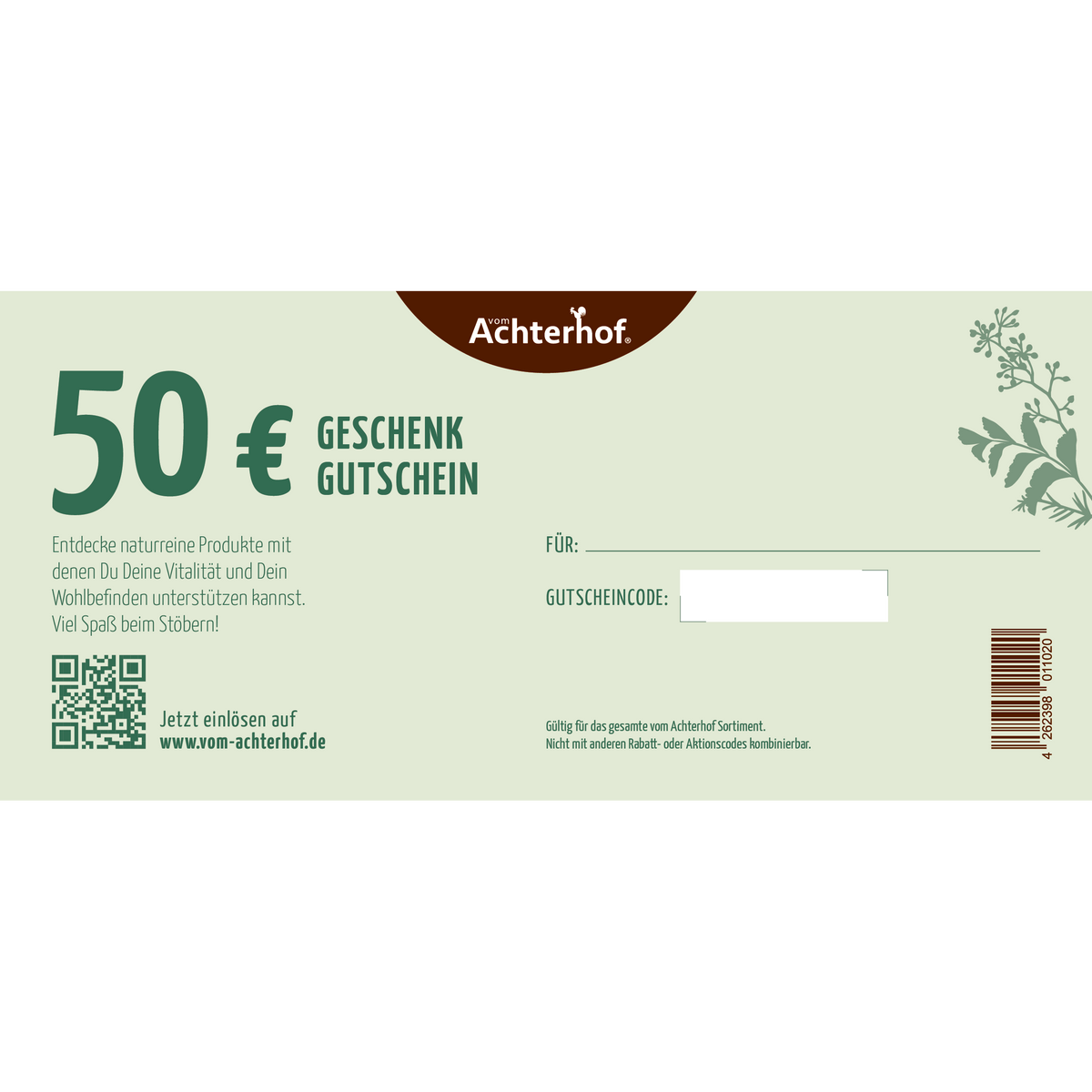Geschenkgutschein 50 Euro