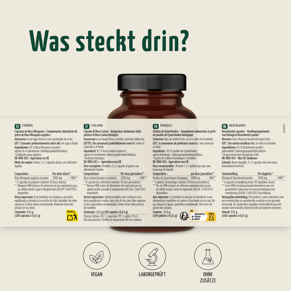 Bio Hagebutten Kapseln (180 Kapseln)