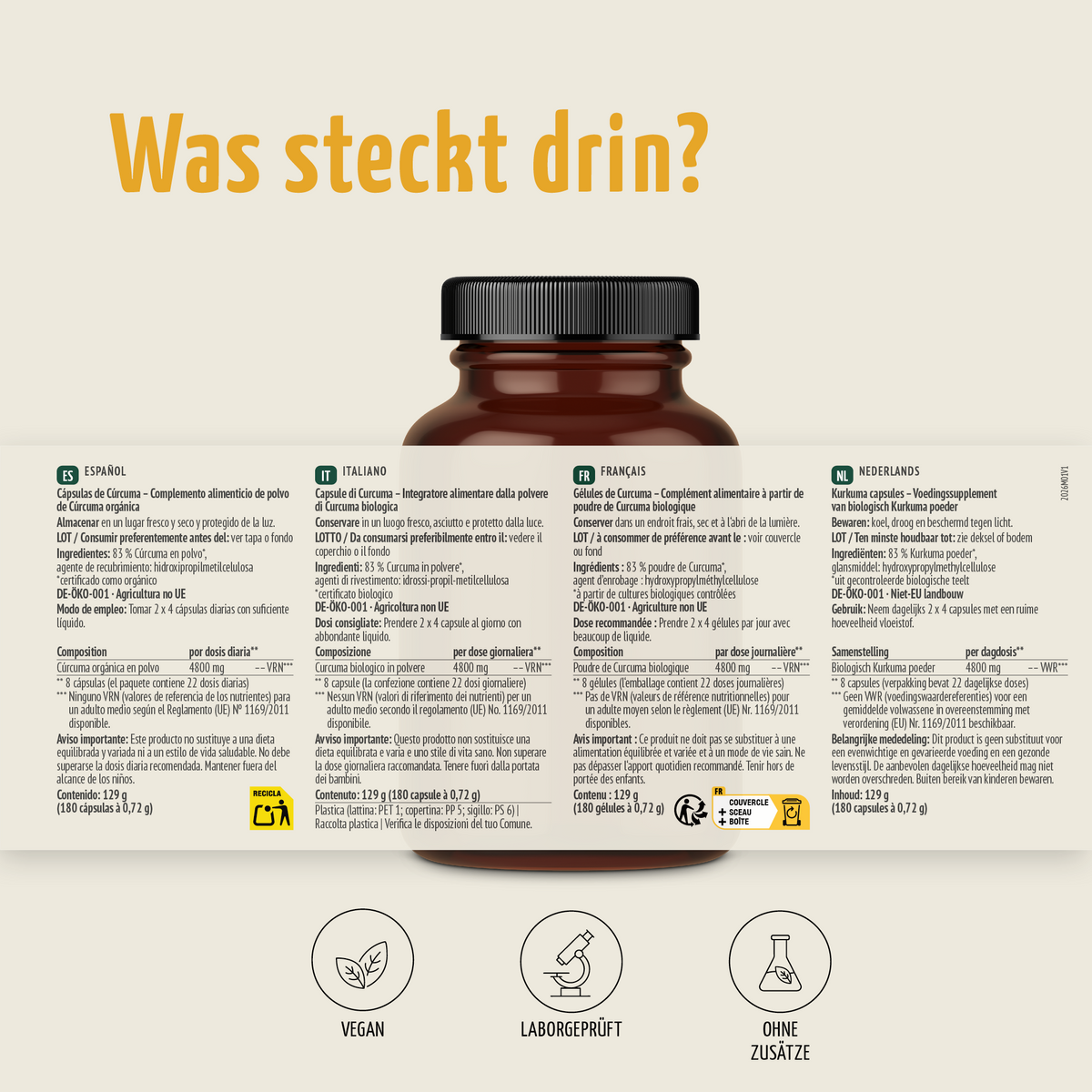 Bio Kurkuma Kapseln (180 Kapseln)