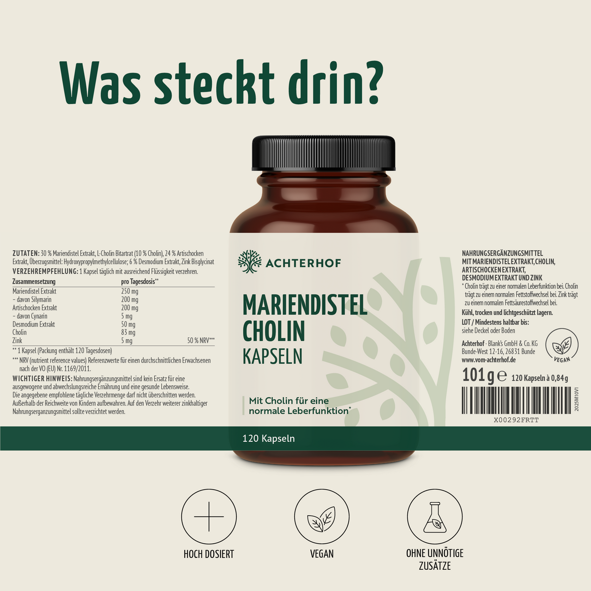Mariendistel Cholin Kapseln (120 Kapseln)