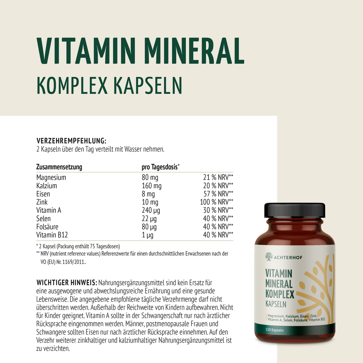 Vitamin Mineral Komplex (150 Kapseln)